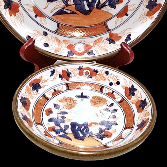 Hand Painted Vintage Japanese Enamel Imari Bowls, Set of 2, Decorative Bowls - Picture 6 of 11